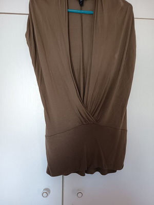 H&M brown tunic blouse, size large