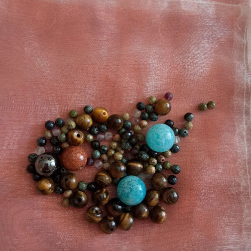Beads made of semiprecious stones used for jewelry making
