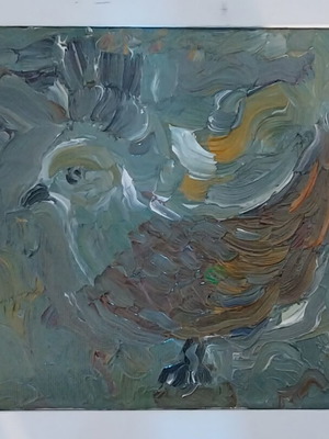 Chicken oil painting on canvas with frame 20×30cm new