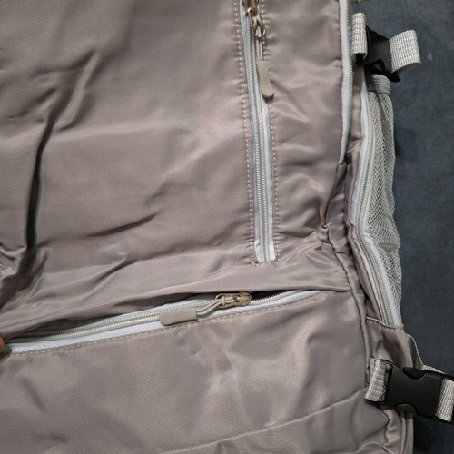 Backpack new, gray with multiple compartments and USB port