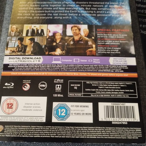 Geostorm Blu-ray like new with slip cover and subtitles