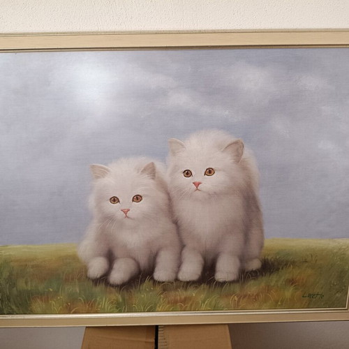 Framed painting of sweet kittens like new