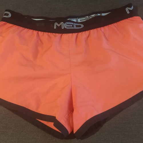Med swim shorts used, red fluo, size L, collectible 2000s design