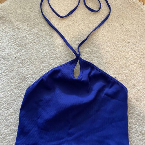 Zara halterneck crop top, electric blue