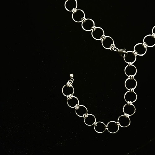 Chainmail necklace handmade, silver stainless steel, new