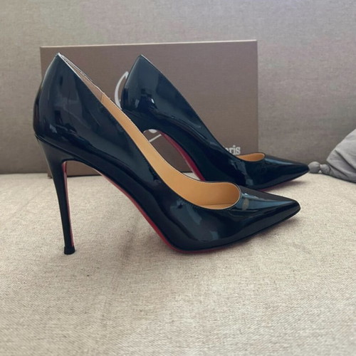 Christian Louboutin black patent leather pumps used