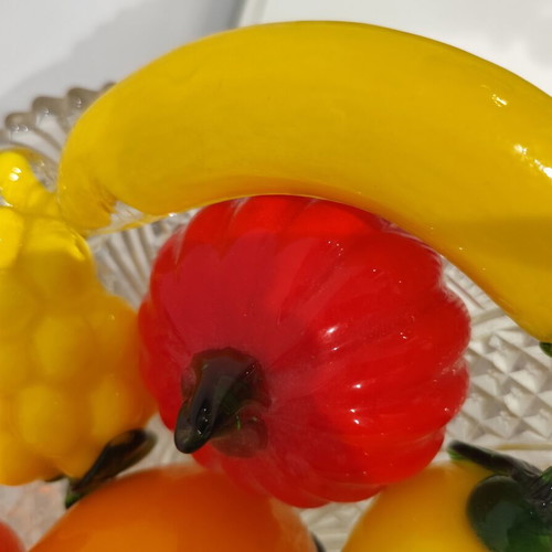 Vintage glass fruit set, 9 pieces, Murano style