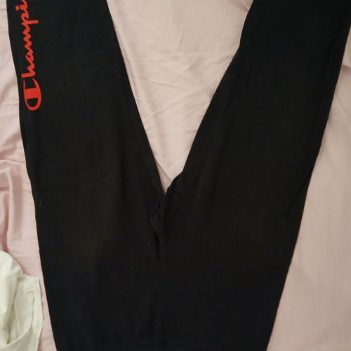 Champion Black Track Pants with Large Logo, Like New