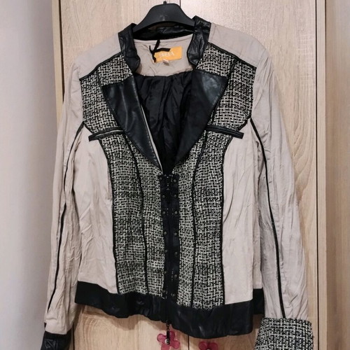 Biba blazer like new with eco leather and biker style, size L