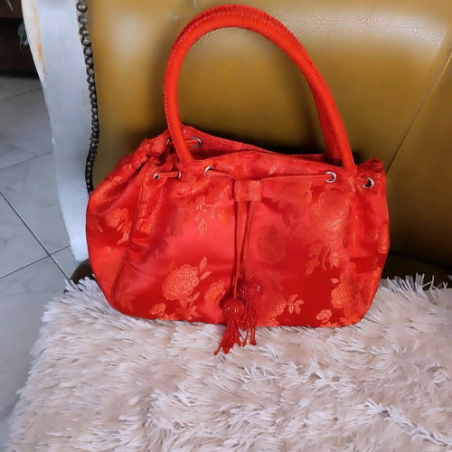 Satin bag new bright red