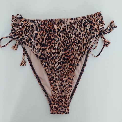 Victoria's Secret bikini leopard print brown used, high-rise bottom size S, top 32D/D70