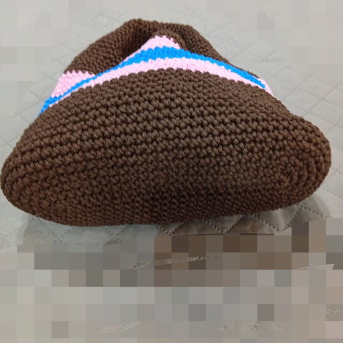 Handmade knitted handbag brown and pink
