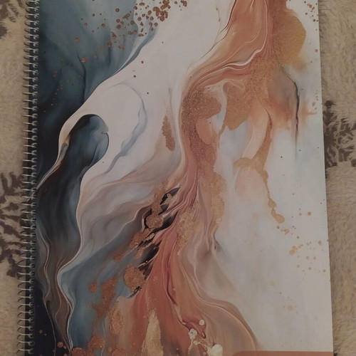 Black and White A4 spiral notebook, 2 subjects, 60 pages, marble design