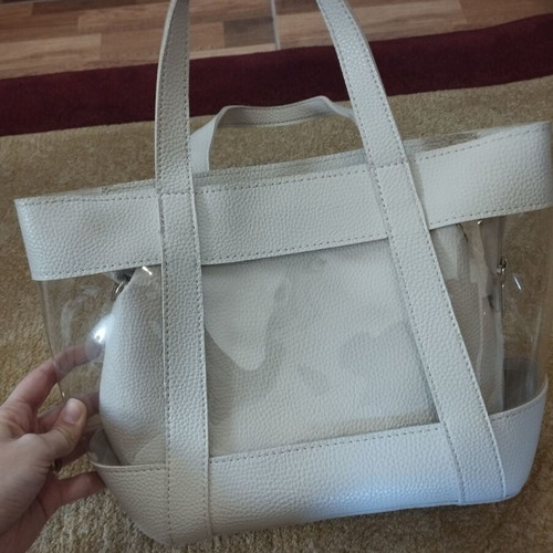 Handbag and crossbody bag used, white with transparency