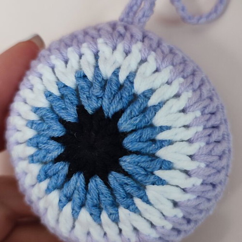 Crochet hanging evil eye with lilac tassel new