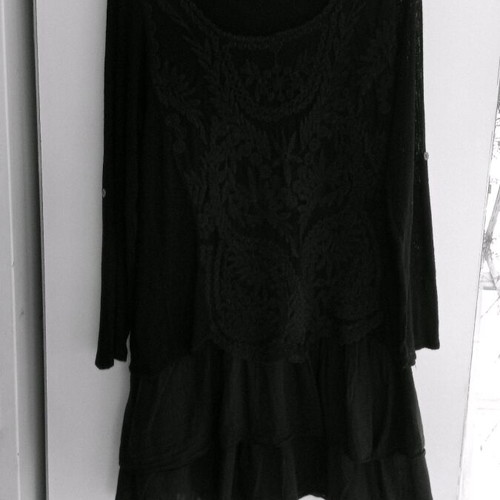 Black knit dress with lace front, like new, sizes M-L
