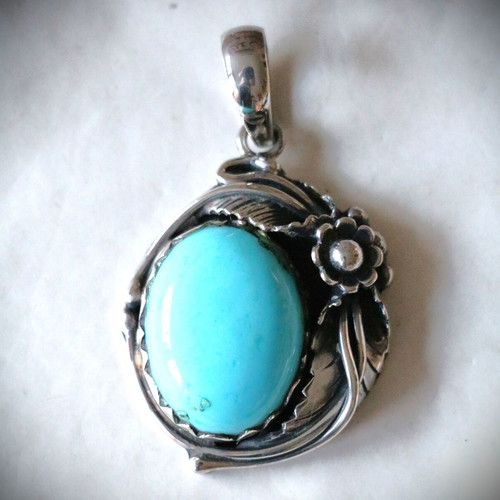 Turquoise Silver 925 Sterling Navajo Indian Pendant Necklace new