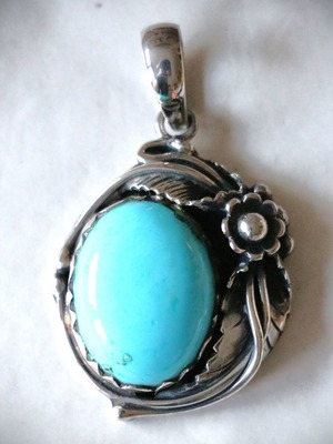 Turquoise Silver 925 Sterling Navajo Indian Pendant Necklace new