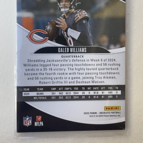 Caleb Williams Chicago Bears Absolute Football Panini 2025 like new