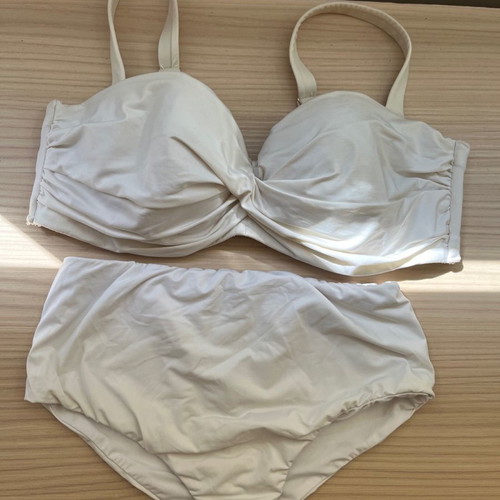 White bikini set used, cup D, high-waisted bottom, size M