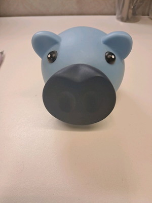 Children's piggy bank used, plastic, blue