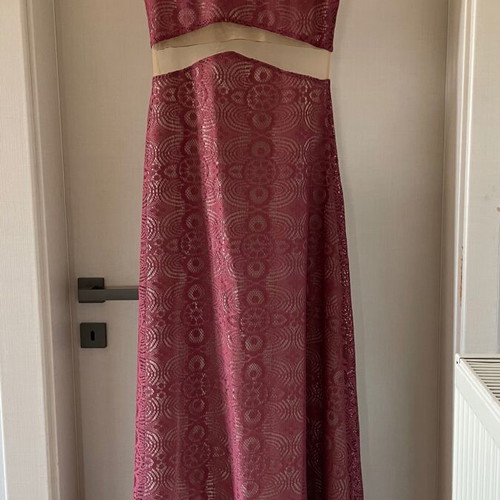 Moutaki formal dress like new, size S/M, burgundy with sheer panels