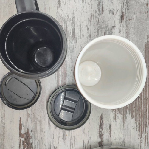Set of 2 used cups, plastic and thermos, Jumbo brand