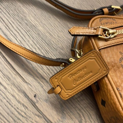 MCM Diamond Camera Bag unisex crossbody, cognac