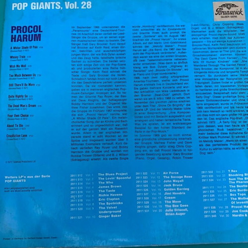 Pop Giants Procol Harum vinyl record used