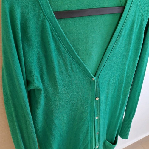 Green long cardigan used, size L