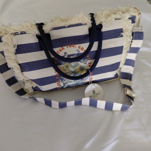 Bag to Bag shoulder bag new, blue cotton beach and city