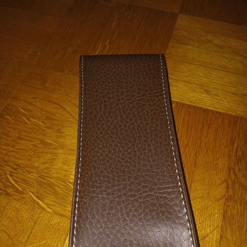 Epos brown leather glasses case new