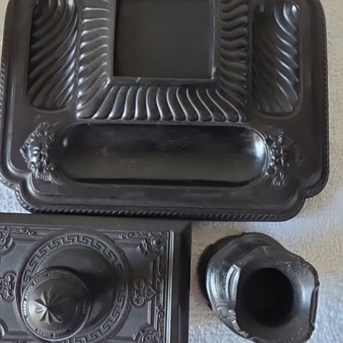 Antique deskset ebonite in beautiful shape