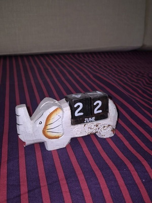 Decorative wooden elephant calendar like new