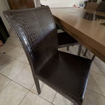 Dining table with 6 leather chairs used