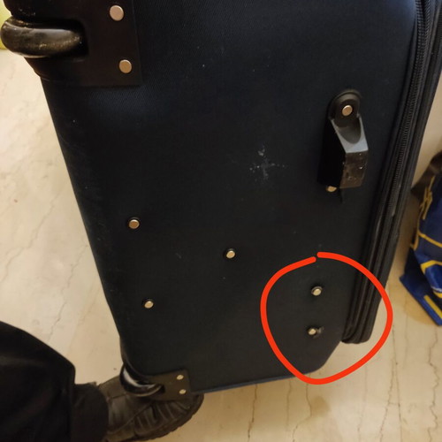 Large suitcase like new, blue with wheels