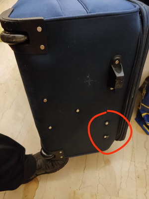 Large suitcase like new, blue with wheels