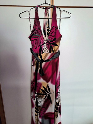 Cirocco maxi dress silk new, black and pink