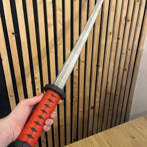 3D printed folding katana toy, 82cm, red and black design