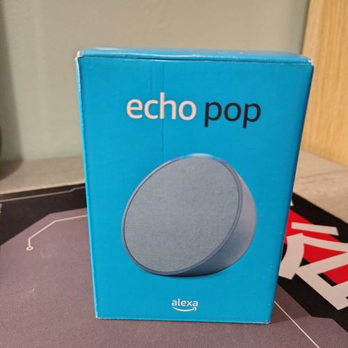 Amazon Echo Pop smart speaker like new, turquoise