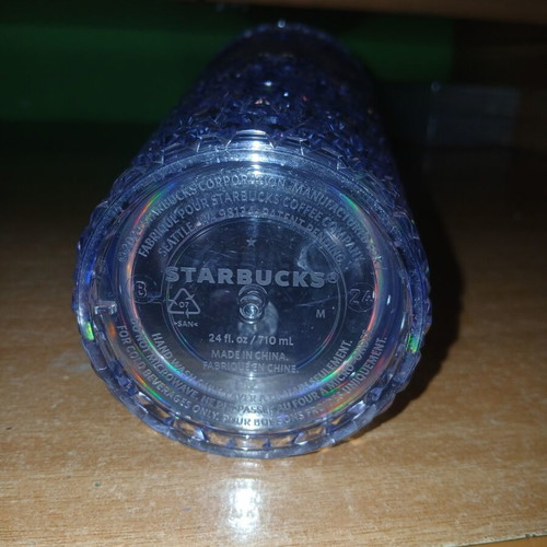 Starbucks collectible cup with iridescent crystal design and straw, new