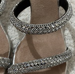 Silver mules size 36 like new with suede insole, 8.5cm heel