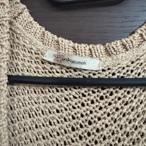 Pink Woman knitted blouse dress used, beige