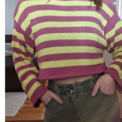 Zara knitted cropped sweater new, size M, pink and yellow