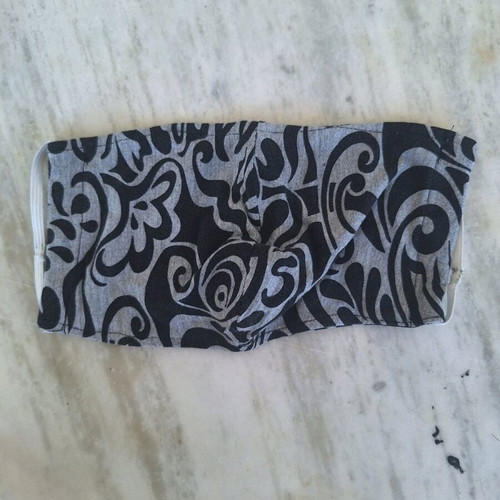 Fabric face mask handmade like new, black and gray