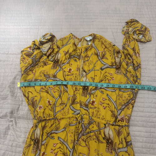 H&M X Johanna Ortiz Yellow Floral Parrot Ruffle Maxi Dress Size S Viscose