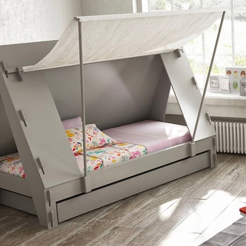Tent Bed children's bed by Mathy by Bols, grey pine wood