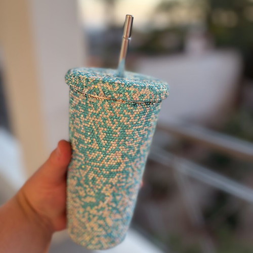 Sparkling Rhinestone Tumbler with Straw new