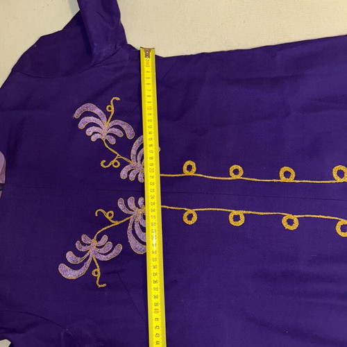 Vintage purple maxi dress 60s/70s with handmade embroidery, custom made