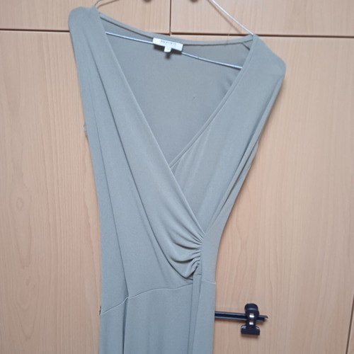 Depolo long dress like new, green khaki, elastic, wrap with belt